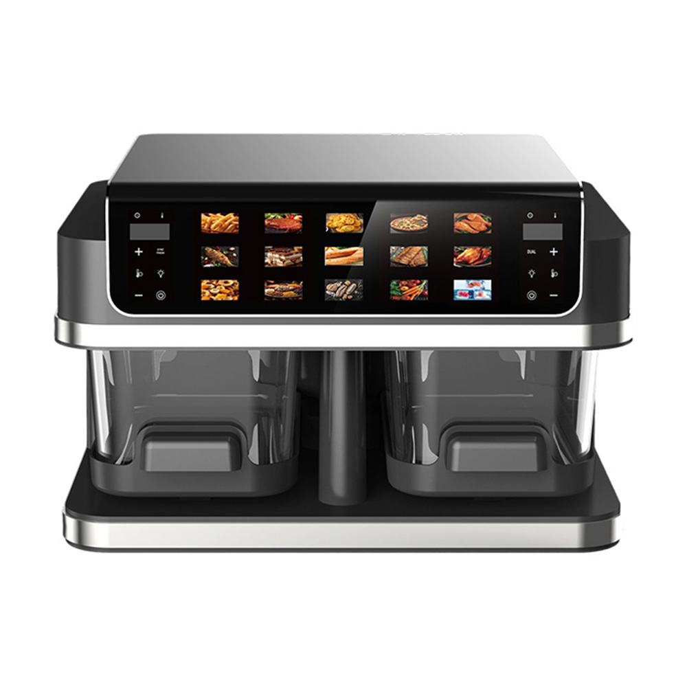 4.8+4.8L Double Basket Digital Smart Air Fryer Oven Glass Basket Display Energy Saving Easy Clean Oil-Free Dual Zone Air Fryer