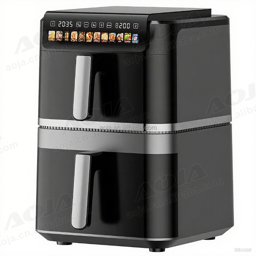 AOJA OEM 12L Dual Zone Air Fryer Compact 2-Basket Design Dishwasher Safe Parts ETL/CE Certified (ODM/OEM) air Fryer Double Stack