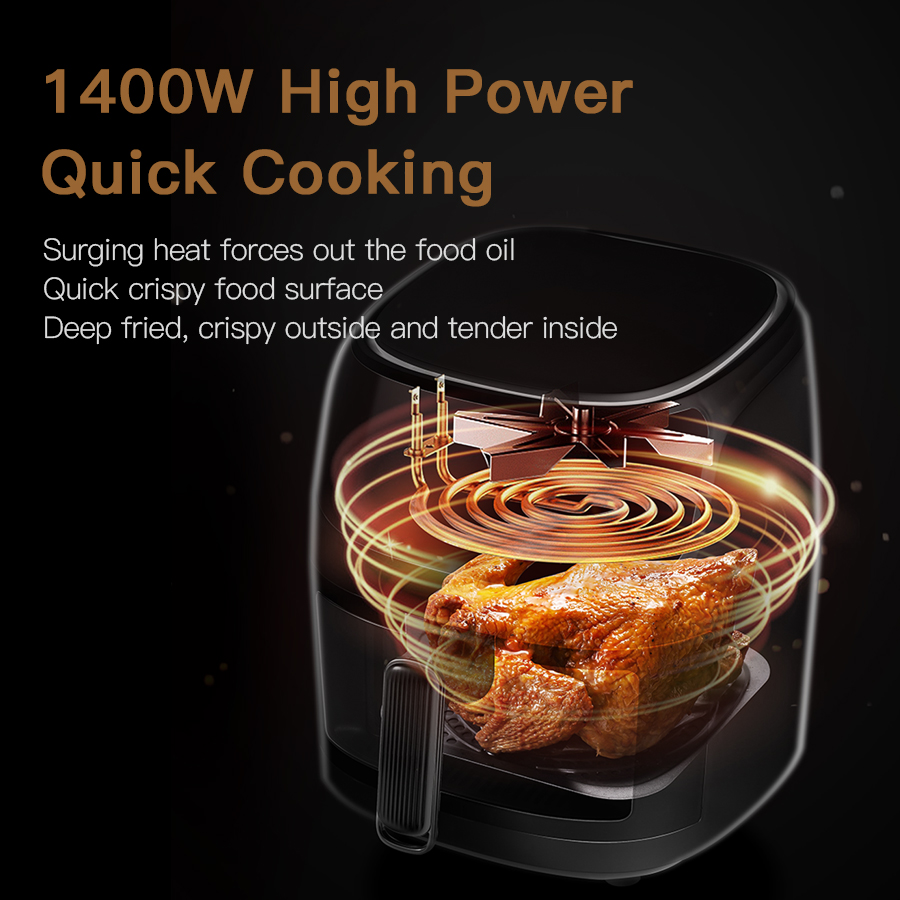 Square 8L Touch Screen Low Noise Smart Air Fryer Non-Stick Inner Tank Healthy Overheat Protection Digital Oven Household Hotel