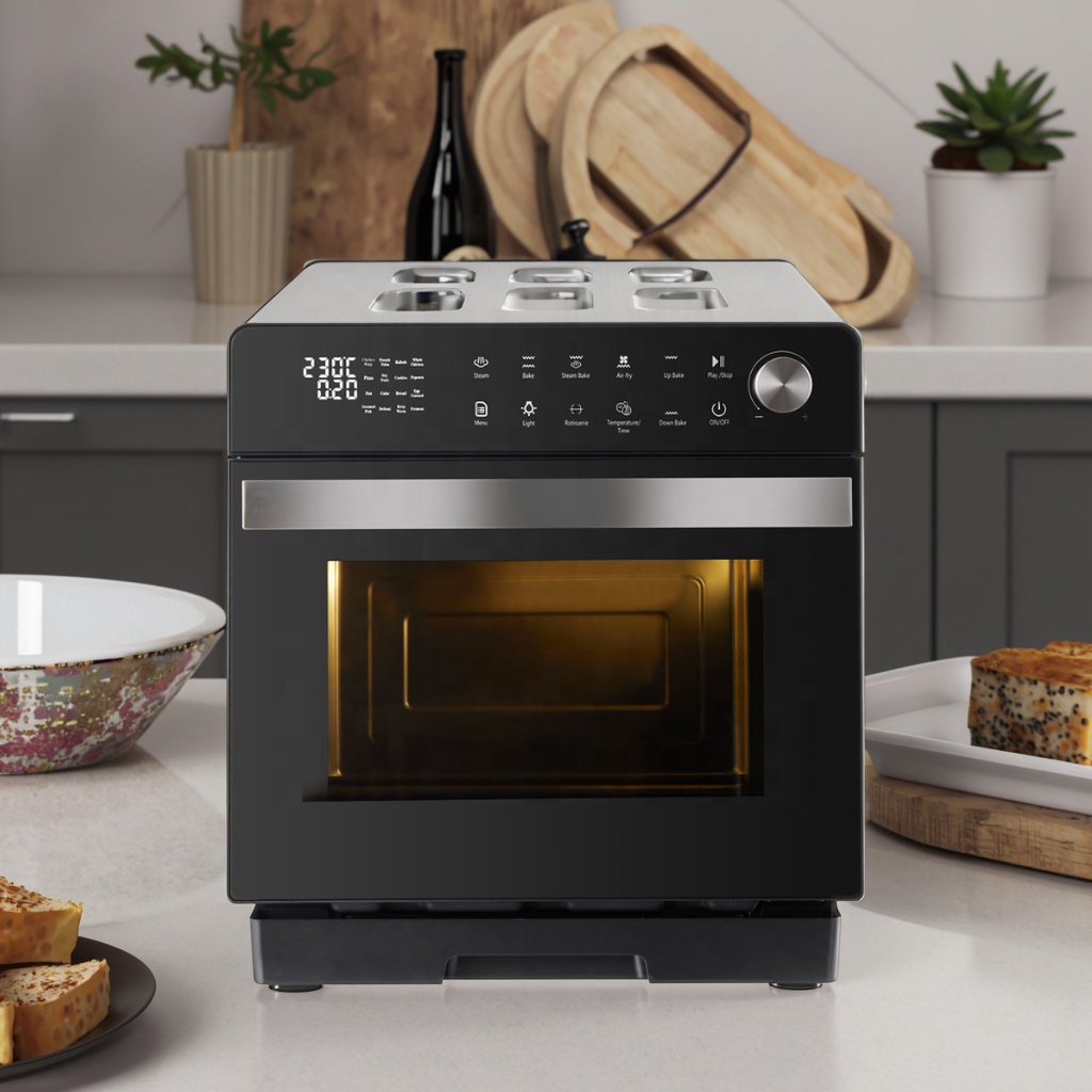20L Table Top Convection Toaster Oven 1950W Electric Deep Fryer Air Fryer Mechanical Control Panel Rotating Oven Household Toast