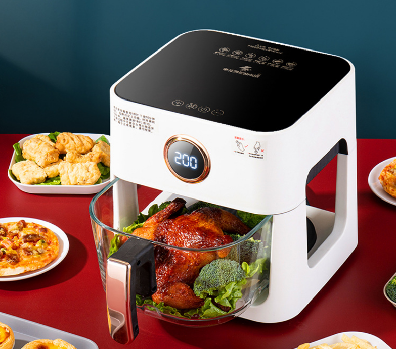 New Design Glass View Air Fryer 4 L Capacity 1200W High-Speed Cooking Precise Temperature Control Smart Touch Panel Air Fryer