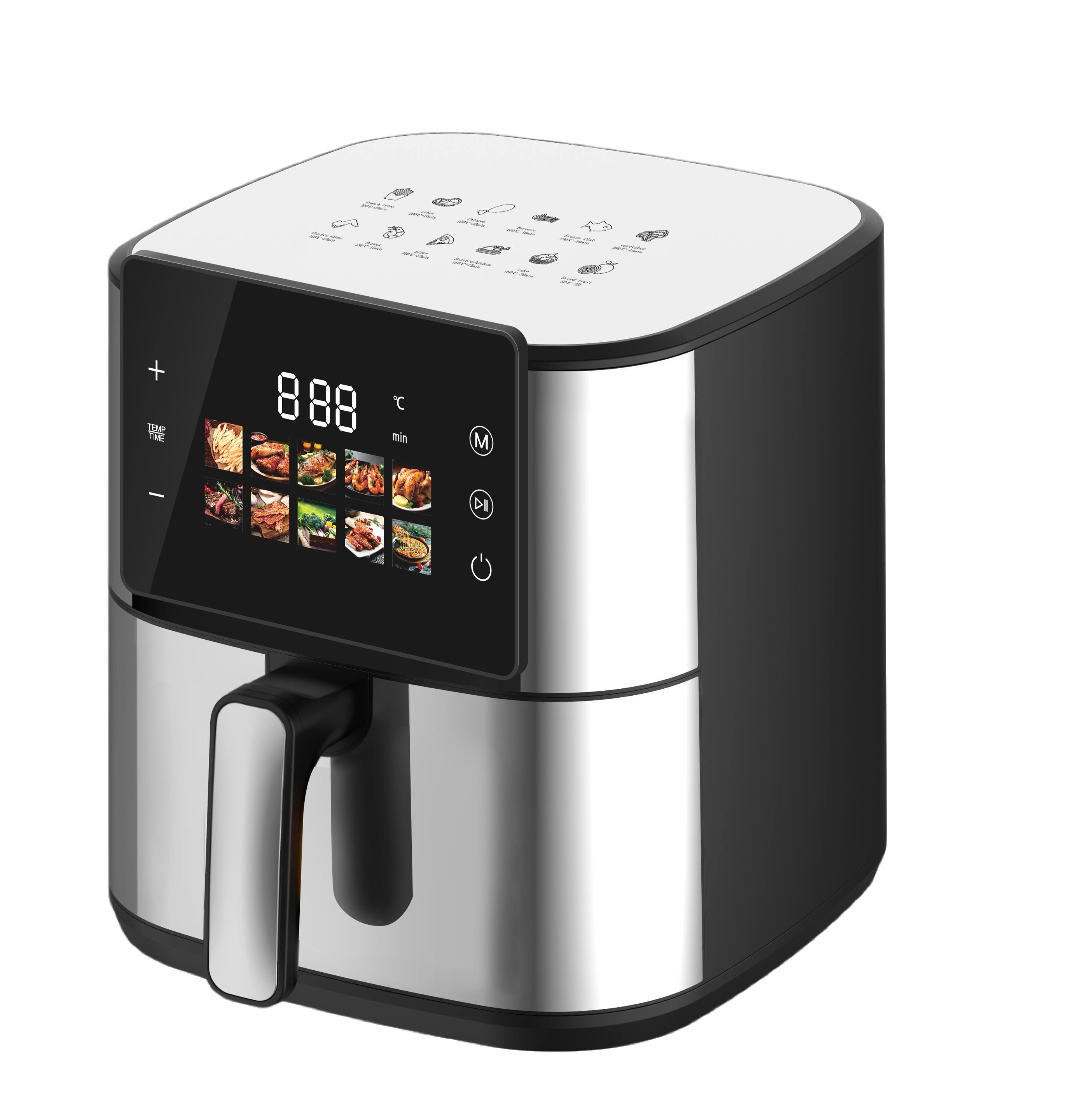 8L Square Electric Air Fryer Smart Touch Screen LCD Display | Customizable Healthy Oil-Free Cooking for Household &amp; Hotel Use