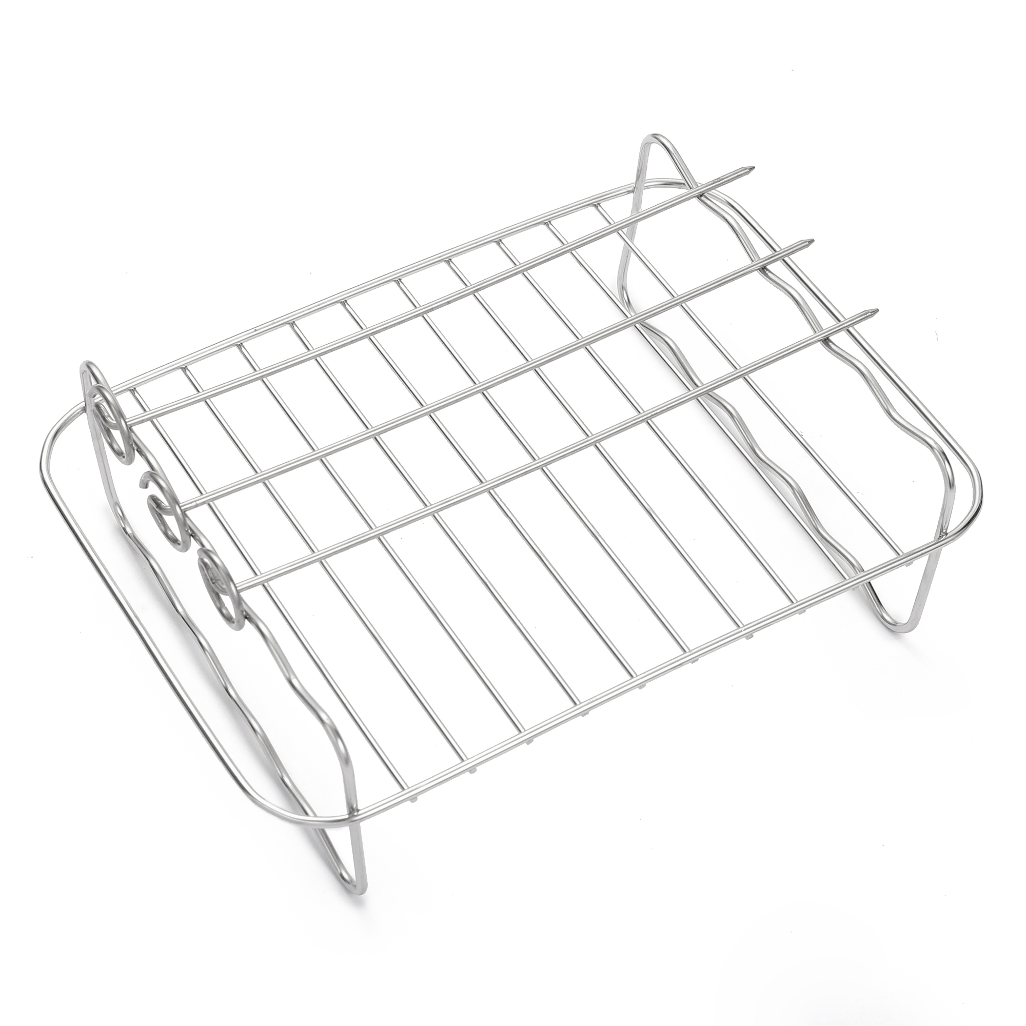 Custom Logo Durable Rectangular Double Basket Air Fryer with One Large and One Small Silicone Pot Reusable Bakeware Set