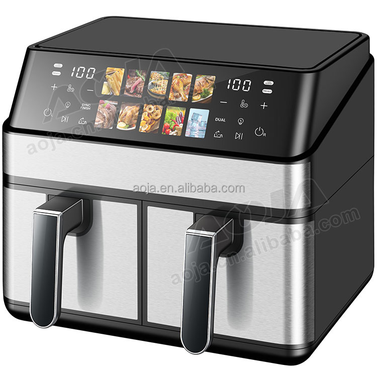 Professional 10L Digital Air Fryer Double Drawer Freidora De Aire Kitchen Appliances Dual Stainless Air Fryer With Visual Window