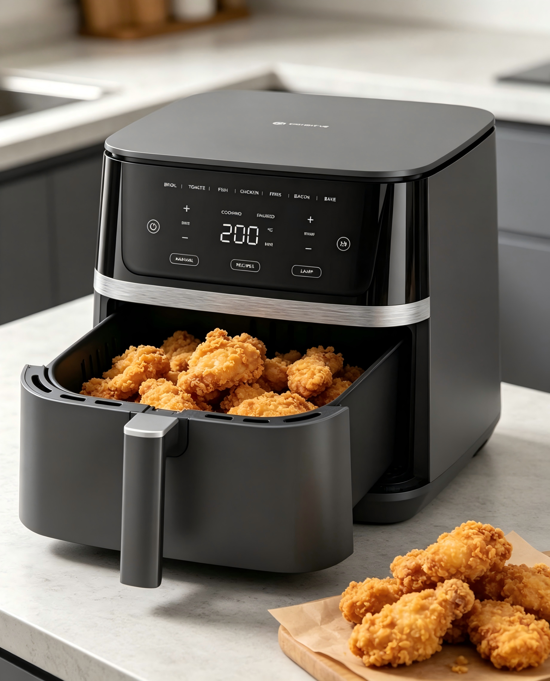 Large 10L Family Size Air Fryer 2000W Adjustable Saving Oil-Less Fryer Cool Touch Design Full Certifications for Home Use