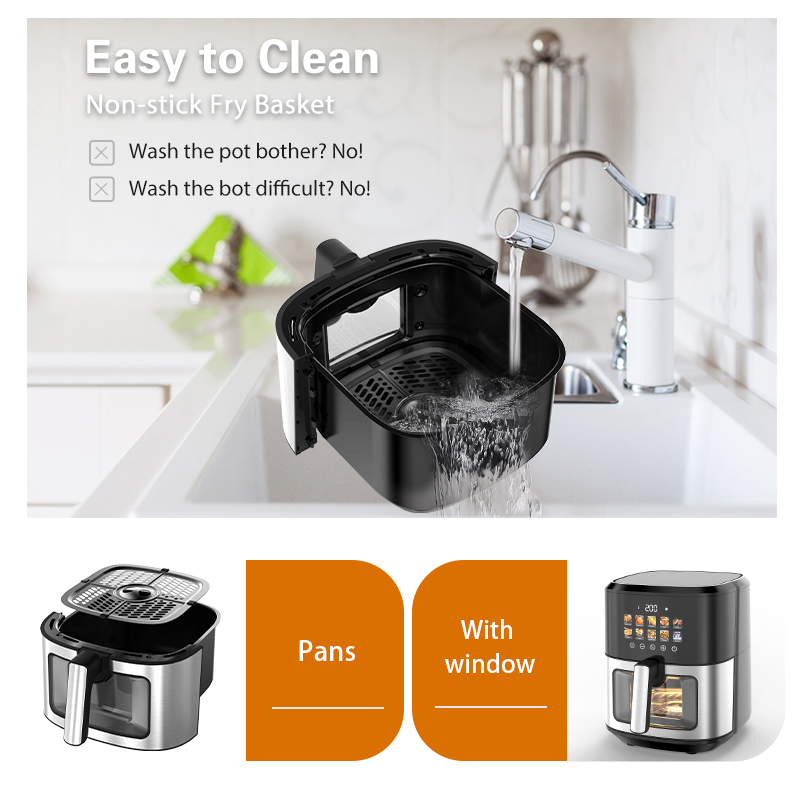 Factory New 6L Digital Dual Heating Square Modern Air Fryer Stainless Steel Oil-Free Electric Smart Cook for Household Use