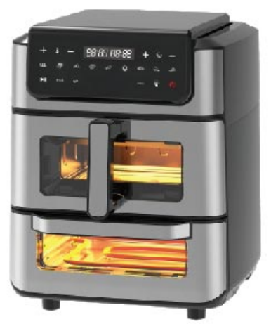2 in 1 Digital Air Fryer Oven with SYNC Function Oil Free Transparent Glass Window 6L Air Fryer + 5.6L Pizza Oven