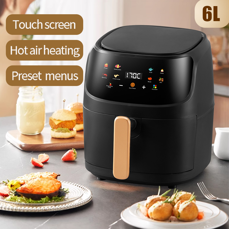 Square 8L Touch Screen Low Noise Smart Air Fryer Non-Stick Inner Tank Healthy Overheat Protection Digital Oven Household Hotel