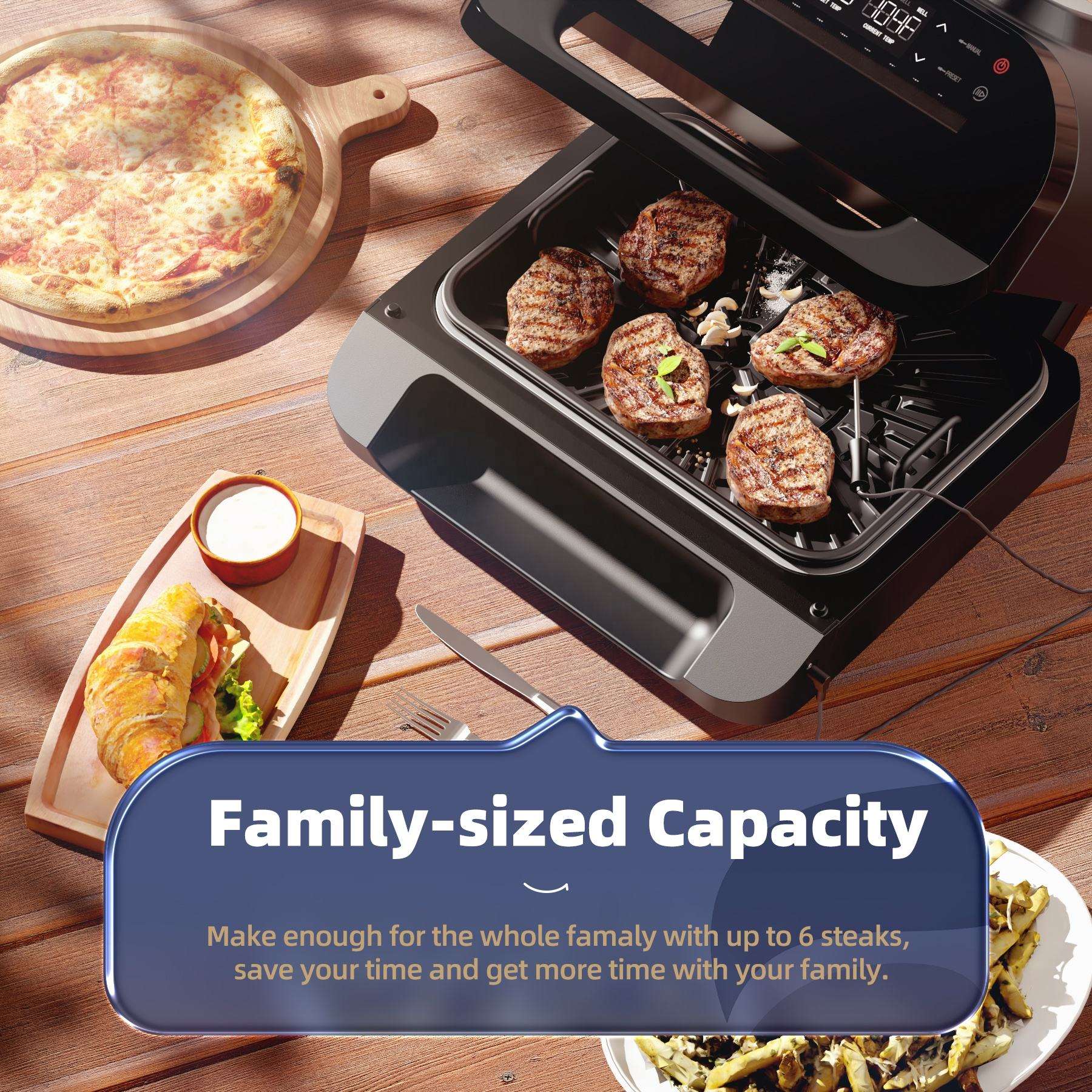 Smart Home Appliances OEM All in 1 Visible Stainless Steel Digital Oil Free air Fryer Electric Wifi Oven for Kitchen