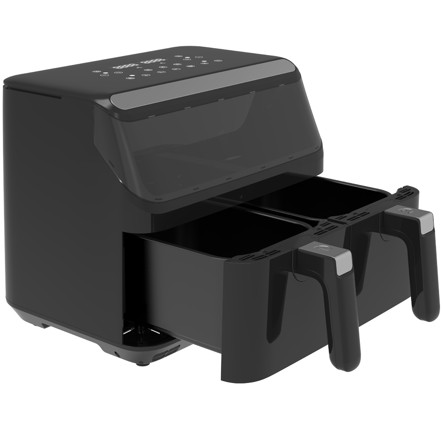 Multifunctional Square Smart Wifi Visible Steam Kitchen Silicone Air Fryer Oven Dual Pots With SS Housing