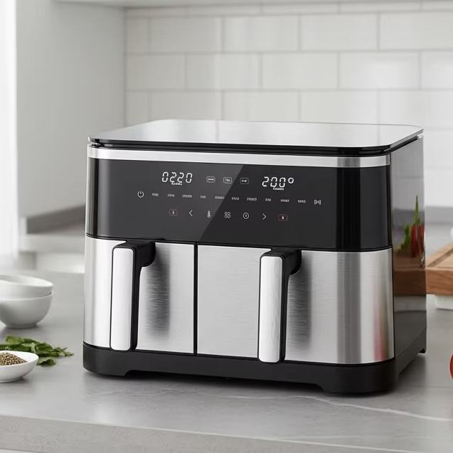 Large Capacity 4L+7L Plastic Oil-Free Electric Multi-Functional Intelligent Double Blend Air Fryer Modern Household Use