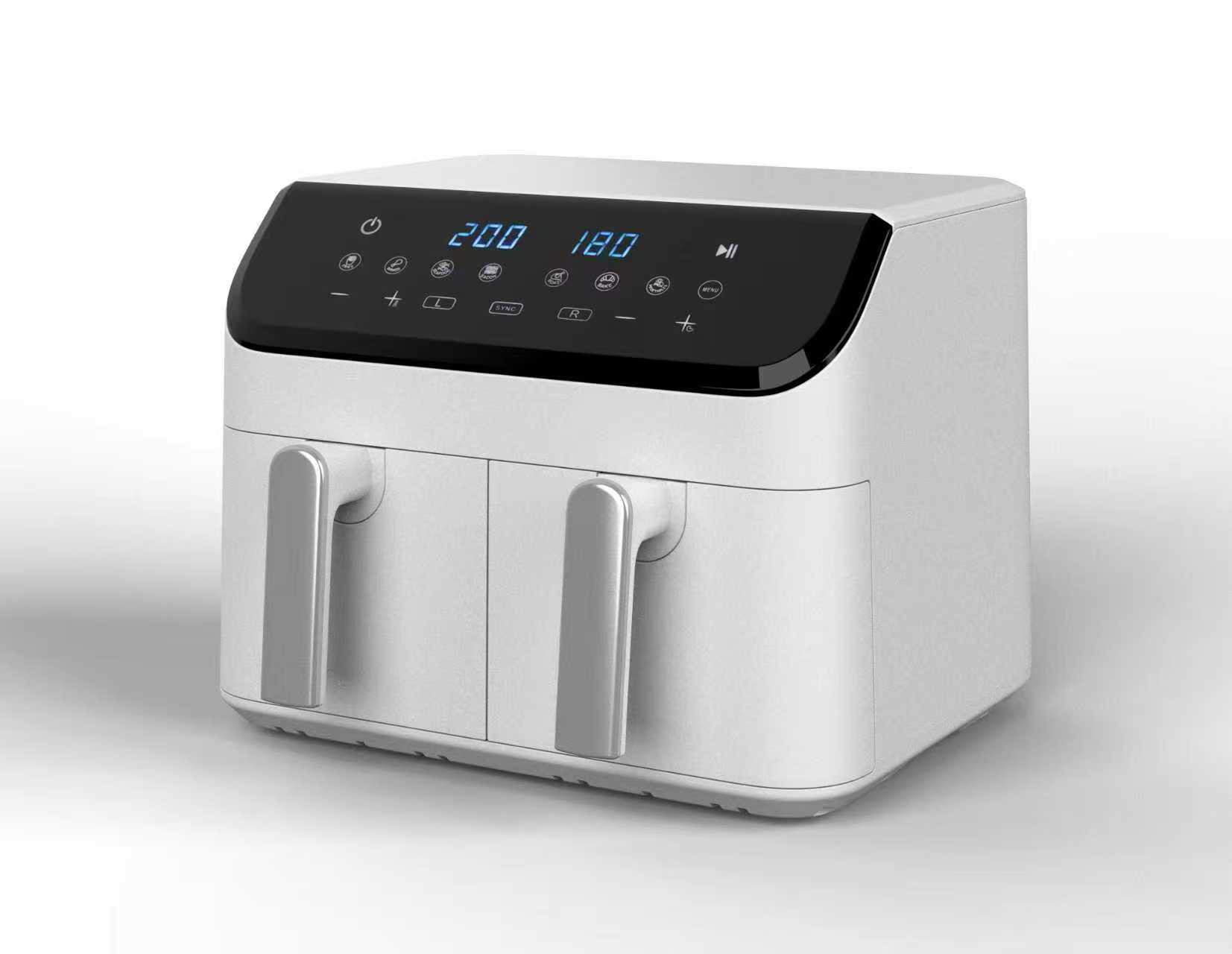 New 2000W Dual Zone 9L Oil Free Air Fryer Oven 360 Hot Air Circulation Smart Drawer Style Extra Large Capacity Kitchen Appliance