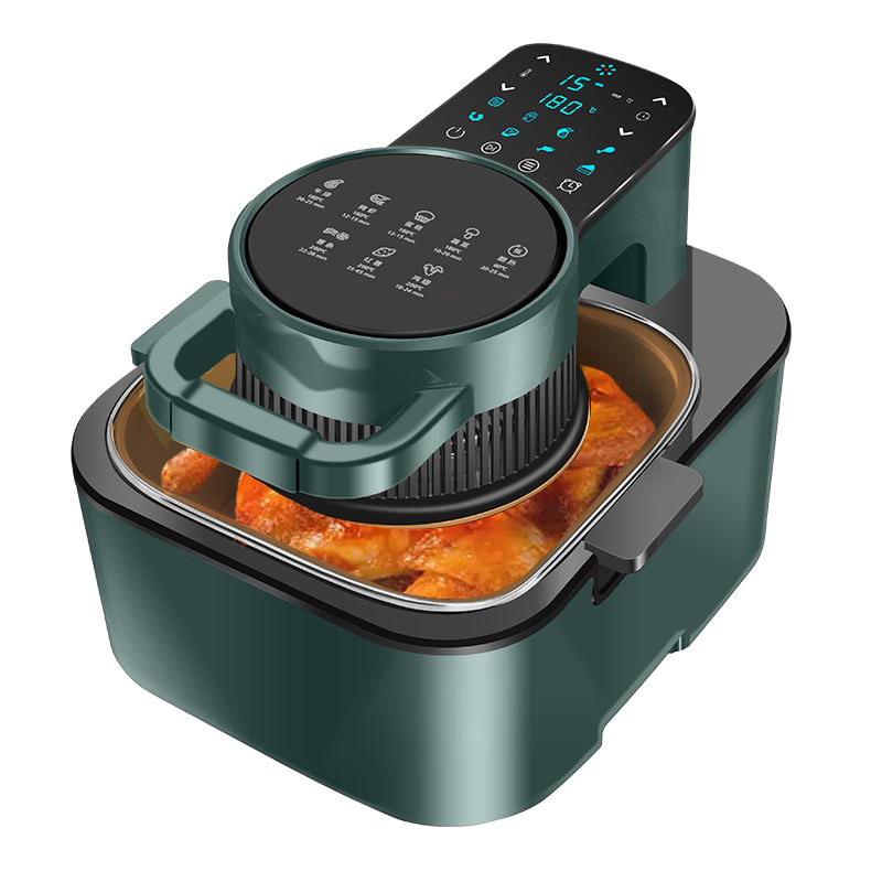 8L Flip Cover LED Touch Screen Air Fryer 1350W Oil-Free Oven with Non-Stick Basket