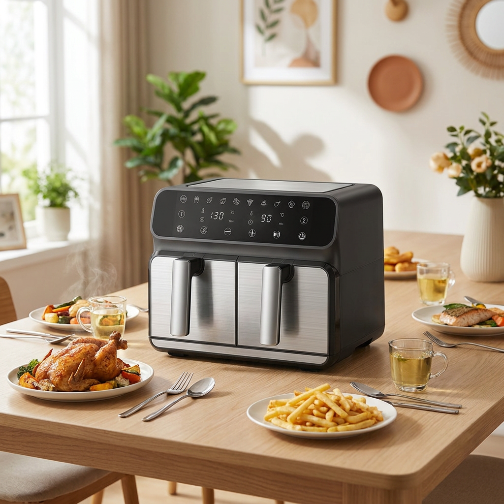 New Design Hot Sale 2 in 1 Multifunctional Electric 8 Liter Digital Air Fryer with BBQ Grill for Home Use