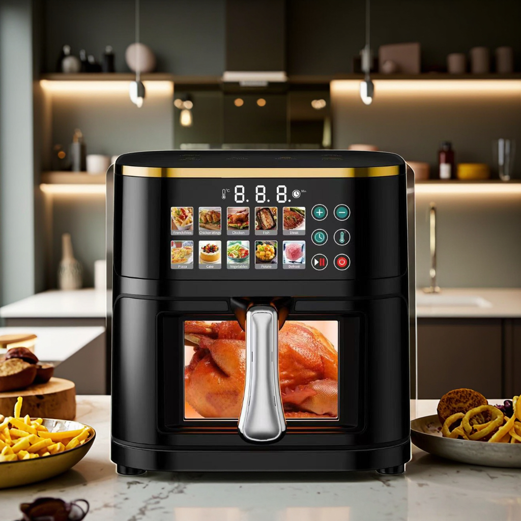 10L Modern Air Fryer Electric Square Plastic Oven Touch Screen Multi-Function for Roasting Baking Cooking Household Hotel