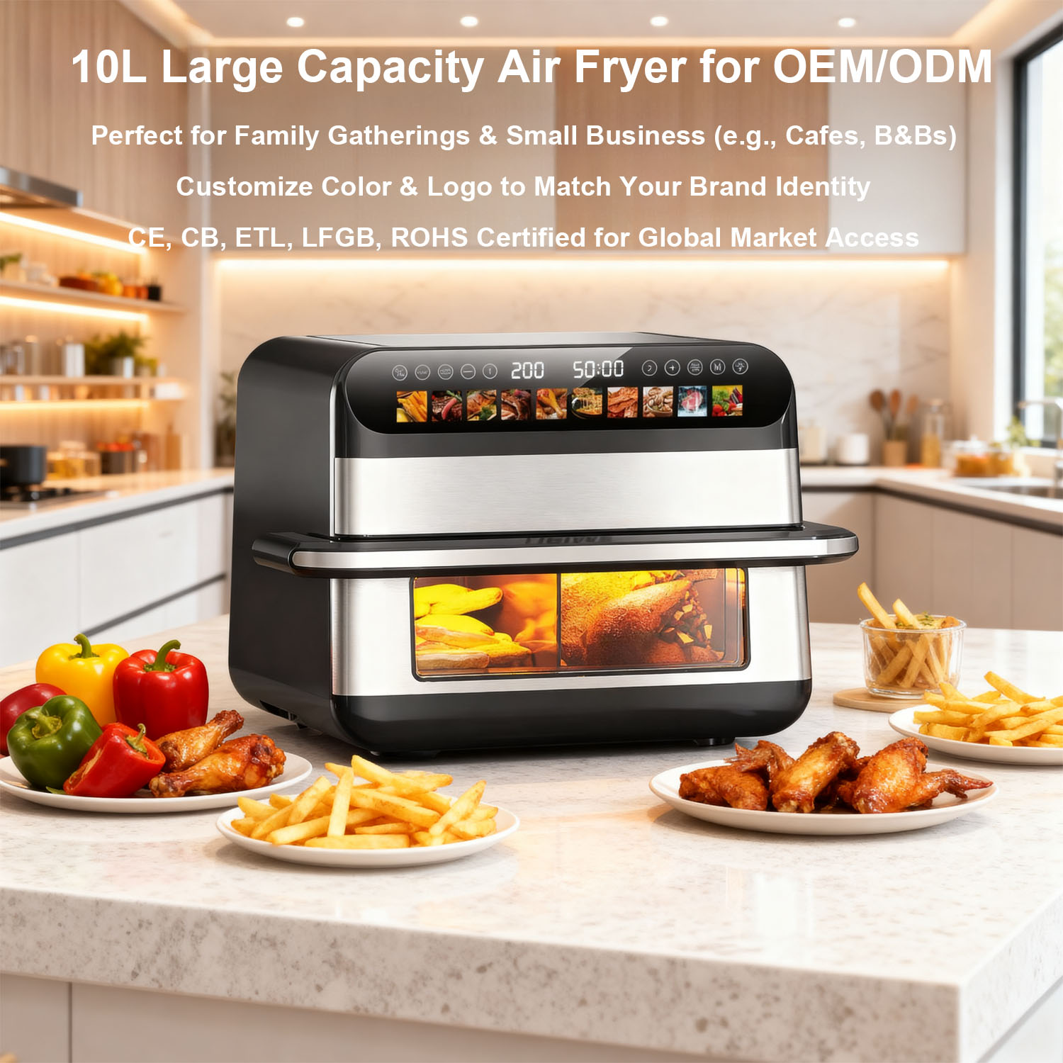 air Fryer Oven 12l 12 Liter 10l 10 Liter 8l 8 Litres Capacity Family Size Hot No Oil Stainless Steel Basket