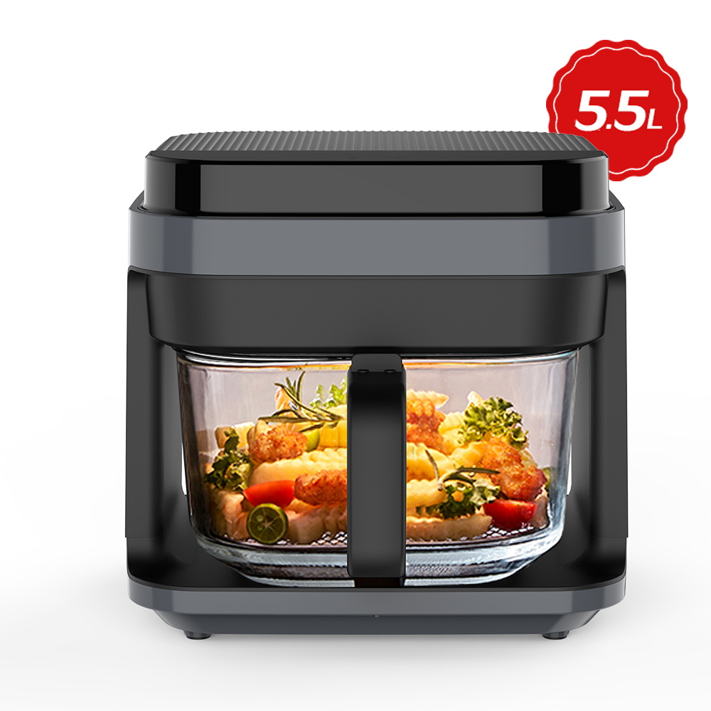 5.5L Liter 1200W Healthy Electric Smart Air Fryer 360 Visible Digital Fryer Air Fryer Oven Without Oil