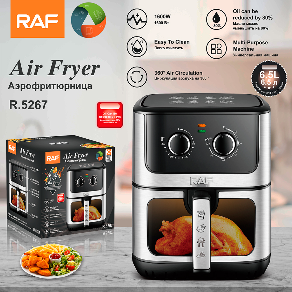 Compact Large Air Fryers Stainless Steel Household Air Fryer Roast Bake Broil Quick Easy Meals