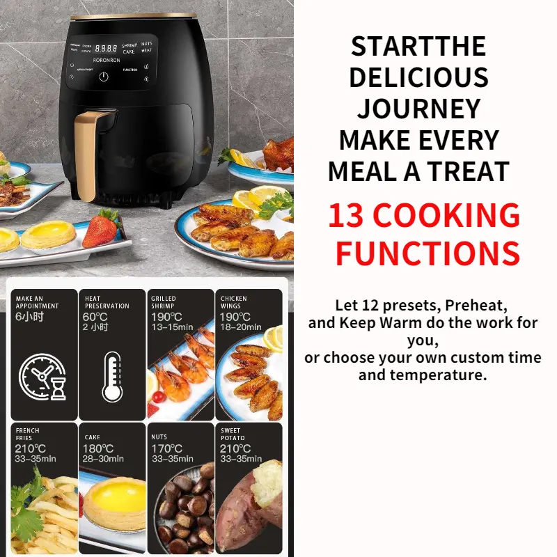 In Stock Customized 2400W 6l High-capacity Multi Functional Air Fryer Pot German Dual Digital Power Smart air Fryers