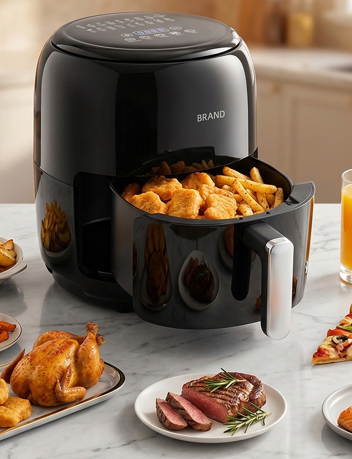 1400W Digital Smart Air Fryer 6L, Touch Screen with LED Display, Ceramic Non-Stick Coated Pot