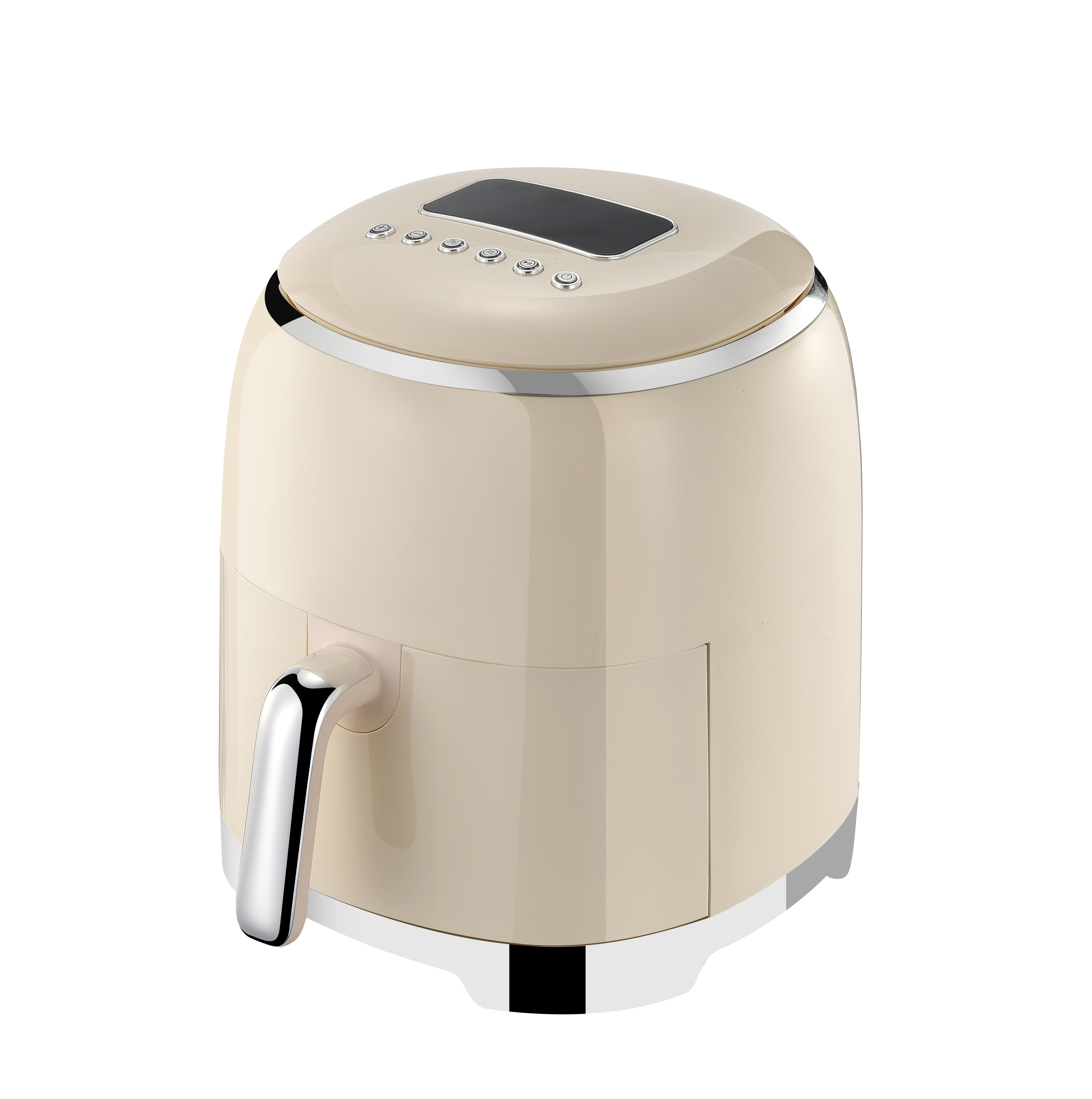 2026 New Eye-Catching Cream Round Digital Air Fryer Healthy Oil-Less Cooking Compact Kitchen Appliance with Sleek Home Design