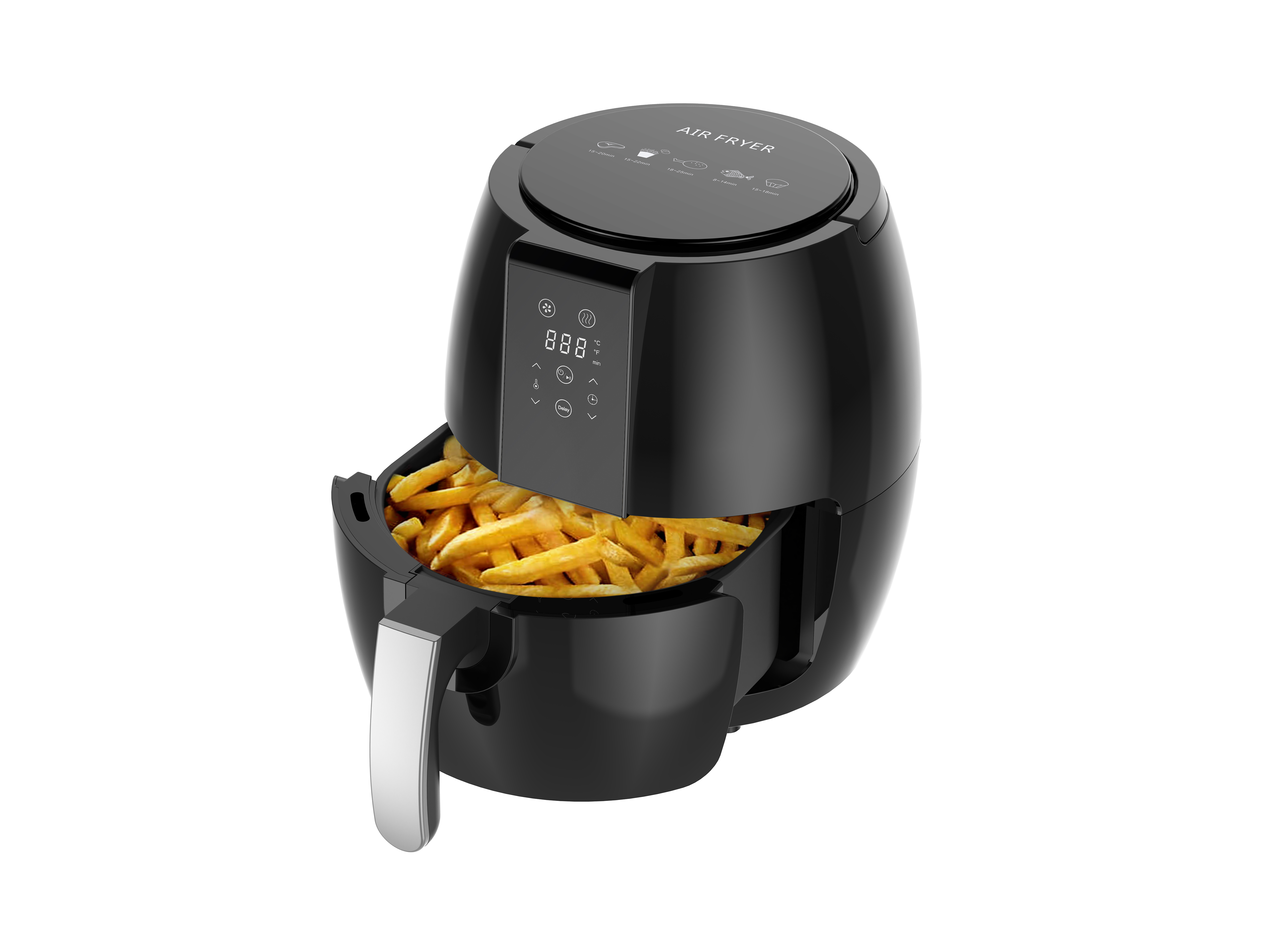 Classic Household 3L 4L Capacity Smart Touch Screen Electric Plastic Digital Control 1500W Heating Power Compact Size Air Fryer