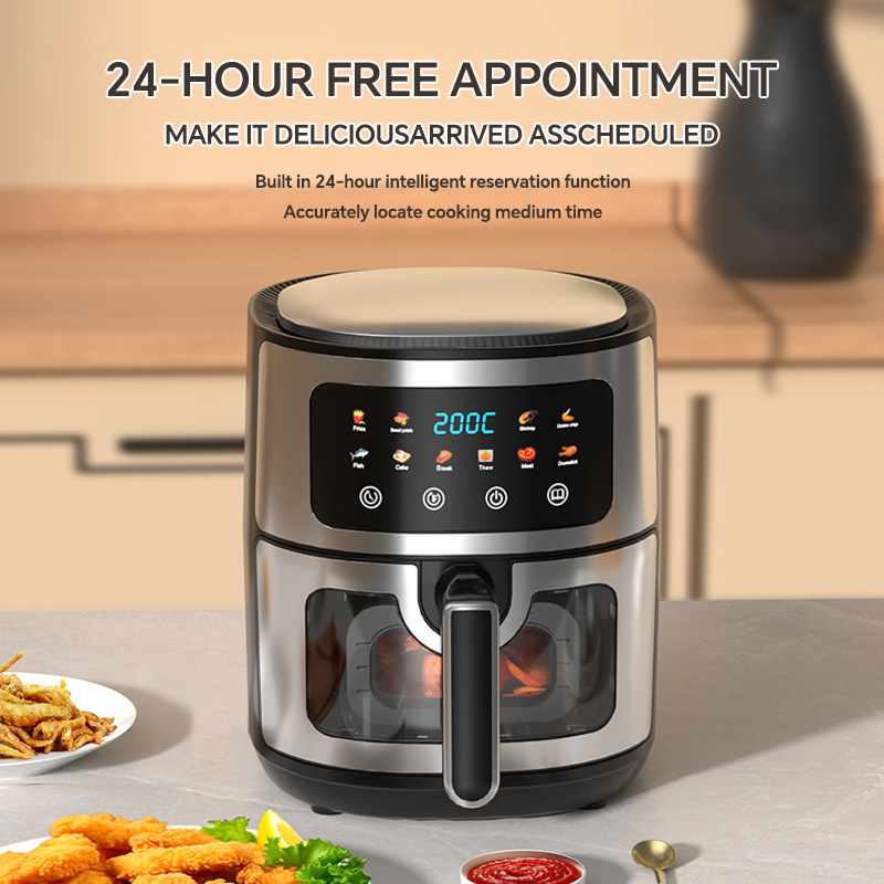 Plastic Square Modern Digital Touchscreen Control Eco-friendly Non-Stick Coating Electric Air Fryer Household Class Energy