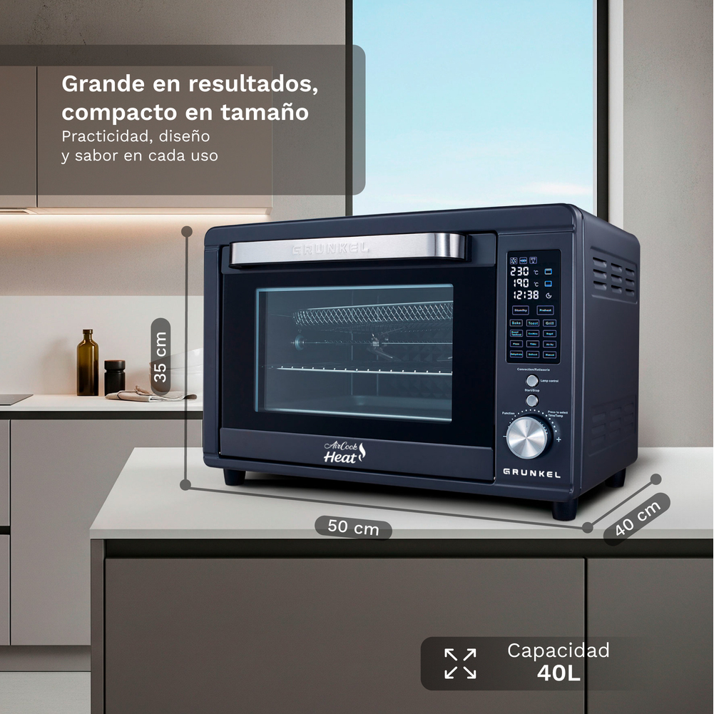 Grunkel Electric Air Fryer Oven 40L 2000W Convection Multifunction with Rotisserie Function for Home Cooking