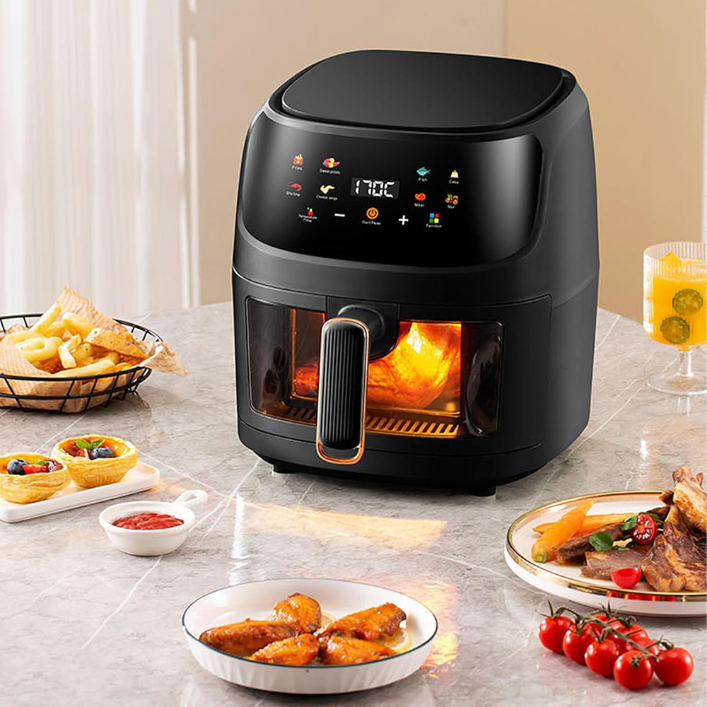High Quality 8L Large Visible Silver Crest Air Fryer Oven Smart Digital Touch Screen for Modern Home Hotel Use for Outdoor