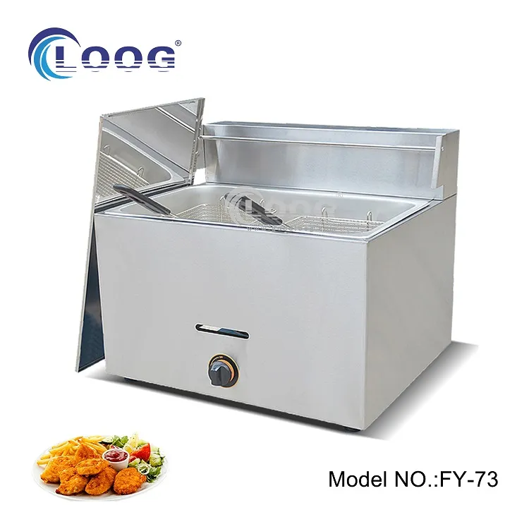 Wholesale Price Kitchen Equipment Stainless Steel LPG Gas Deep Fryer Commercial Deep Fryer Gas Suppliers Countertop Gas Deep Fryer