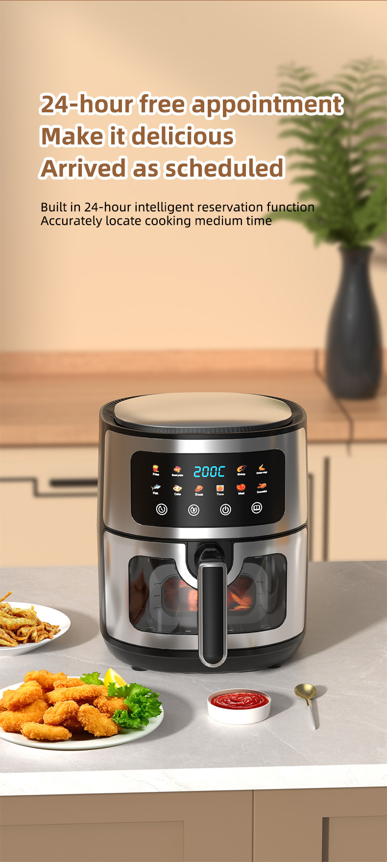 Stainless Steel Air Fryer Side Profile