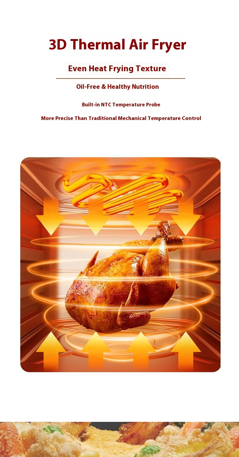 Modern Square Air Fryer 8L Large Capacity Glass Viewing Window Fully Automatic Multi-Functional Household Hotel Use Touch 1 Year