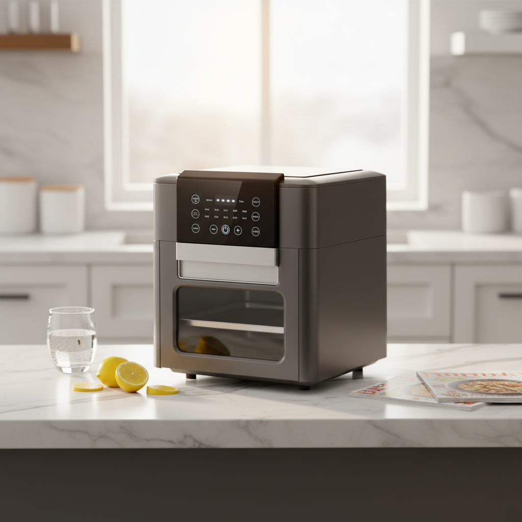 12L Family Size Modern Oil-Free Air Fryer 2-Layer Stainless Steel Square Digital Electric Energy Saving Kitchen Appliance