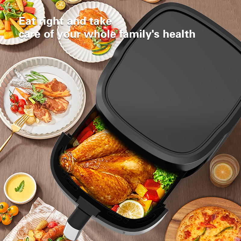 Factory New 6L Digital Dual Heating Square Modern Air Fryer Stainless Steel Oil-Free Electric Smart Cook for Household Use
