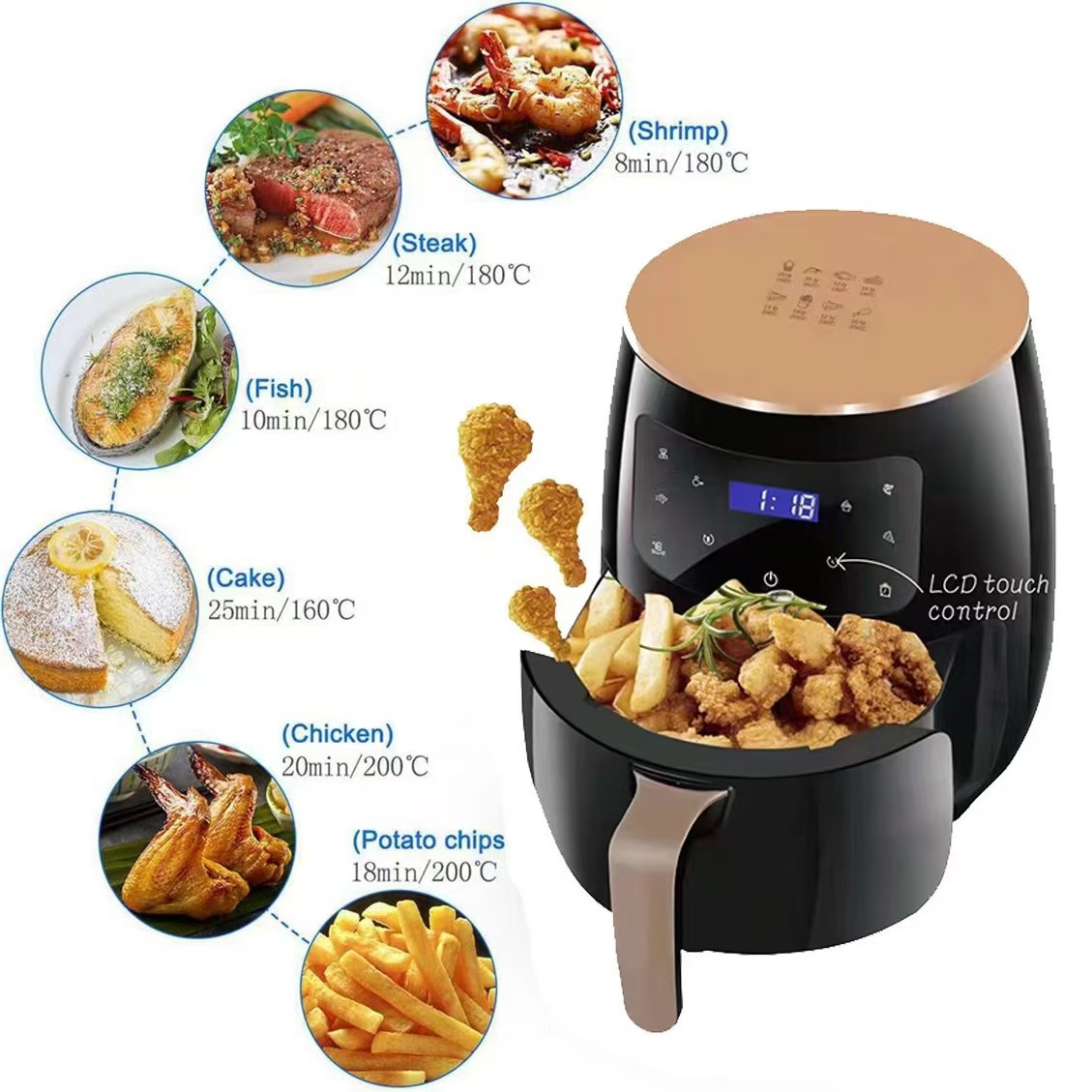 Big Capacity 6l Electric Cooker Oil Free Hot Sale Air Deep Fryer Digital Machine Oven Air Fryers