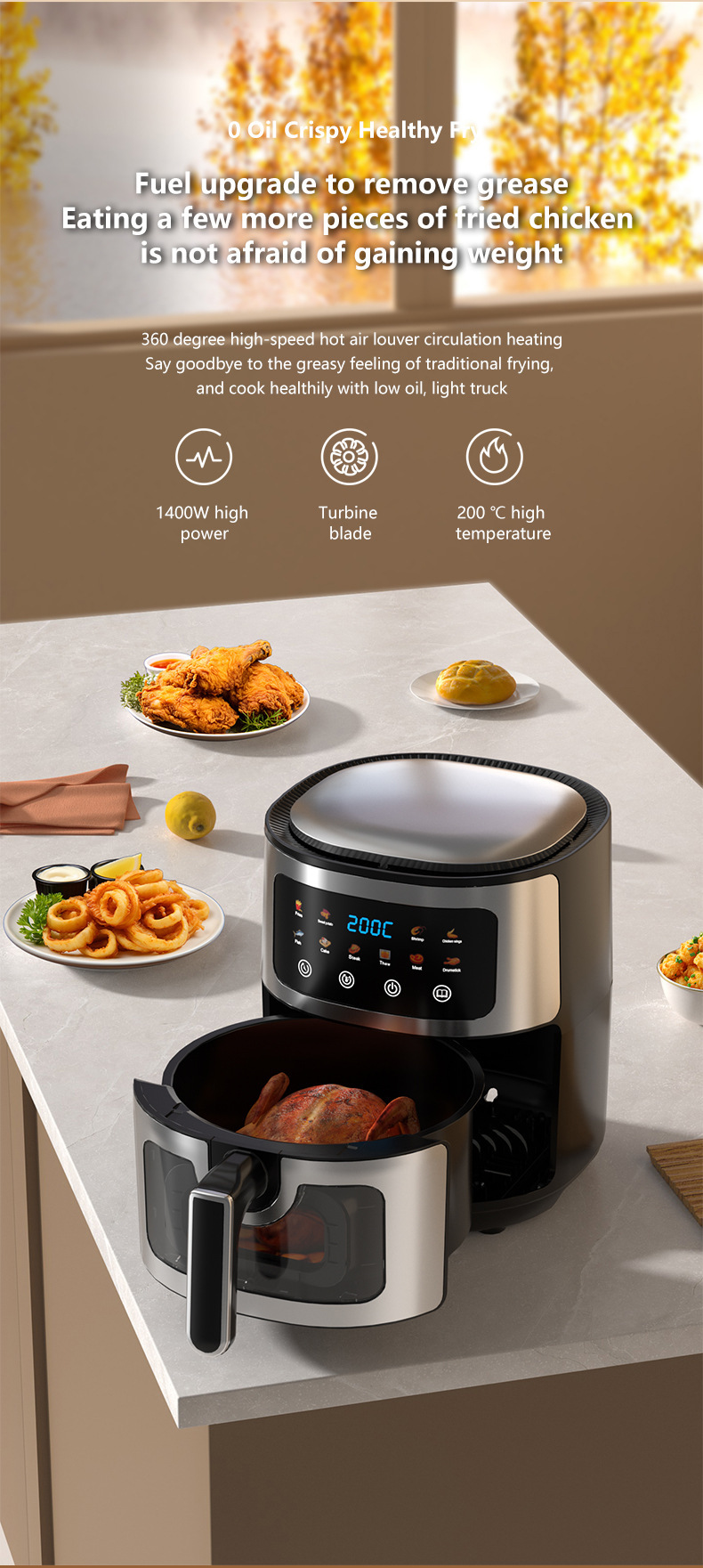 Crispy Food Cooked in Air Fryer