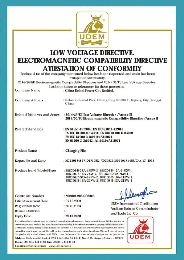 Beihai Power EV Charging Station ISO Certification