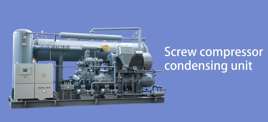 Unidades de condensação de compressor de parafuso para sala de armazenamento a frio congelado