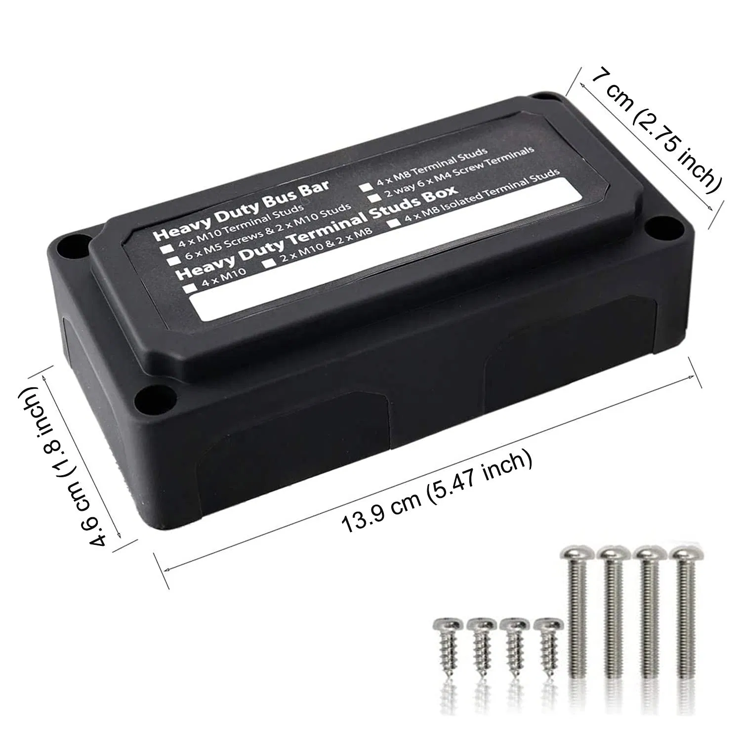 Bloco de Distribuição de Energia Pesado com 3/8in M10*4 Terminais 48V 300A Bloco de Junção de Bateria para Carro RV
