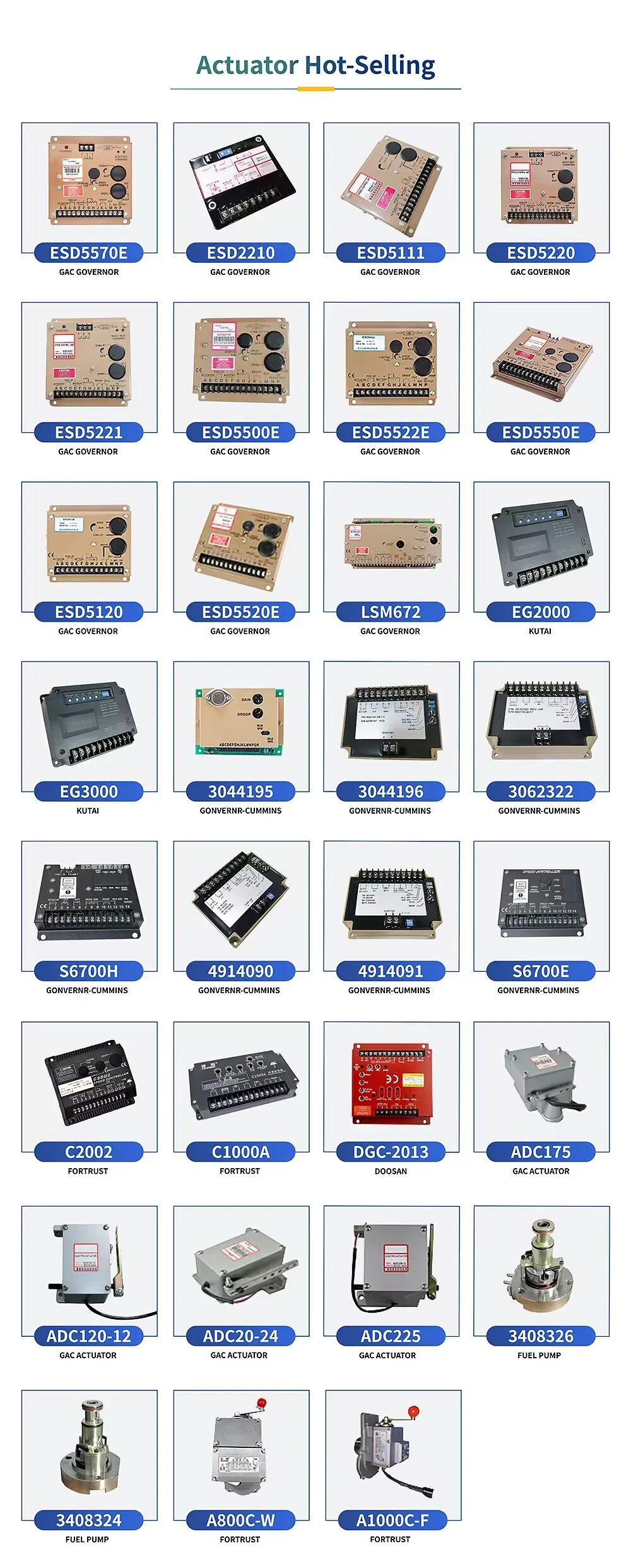 Controlador Eletrônico de Velocidade de Gerador Diesel Original EEG6500 Painel de Controle Genuíno Série GAC Alta Qualidade