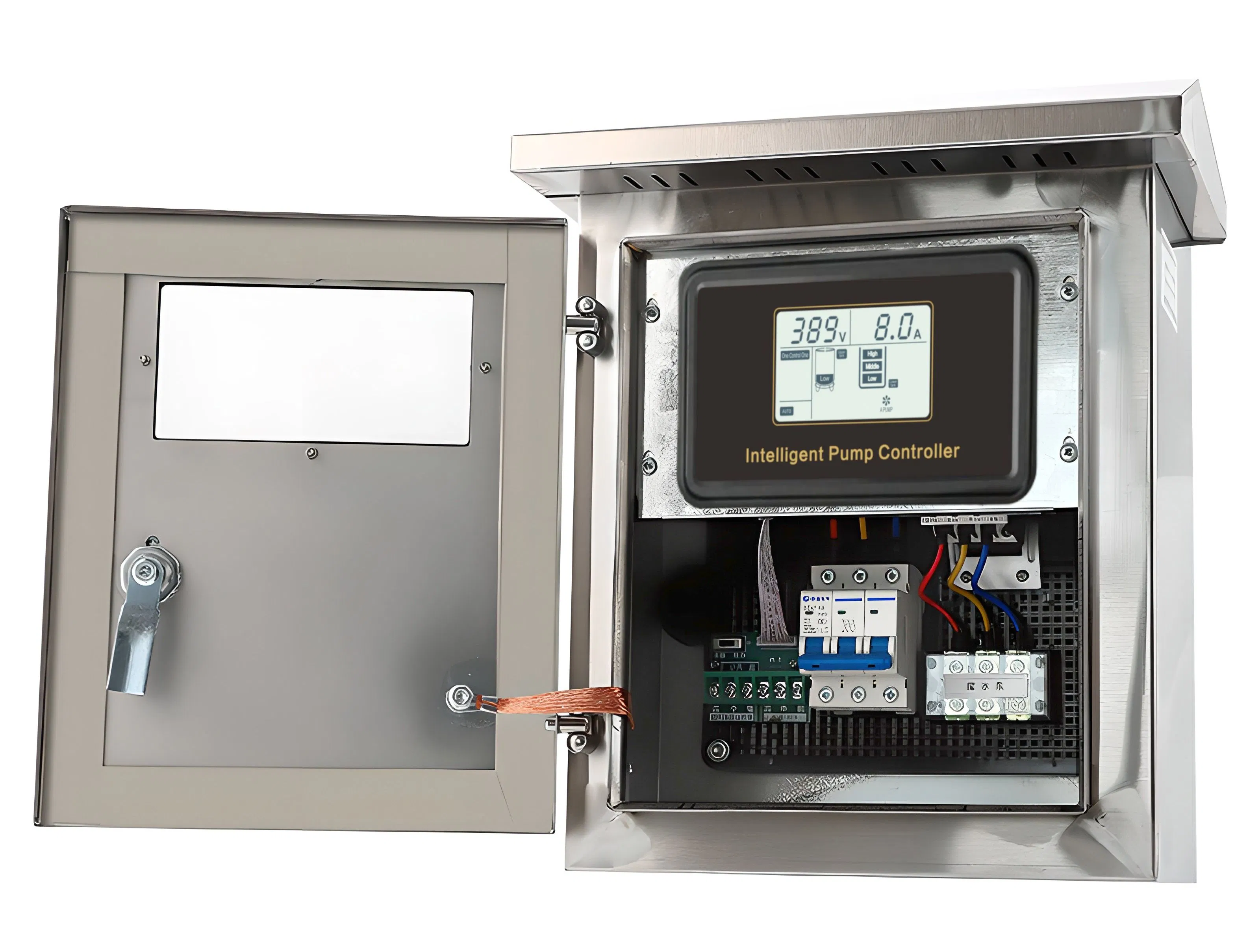 Caixa de Controle de Bomba Aumentadora de Aço Inoxidável com Display LCD, Controle de Bomba Centrífuga