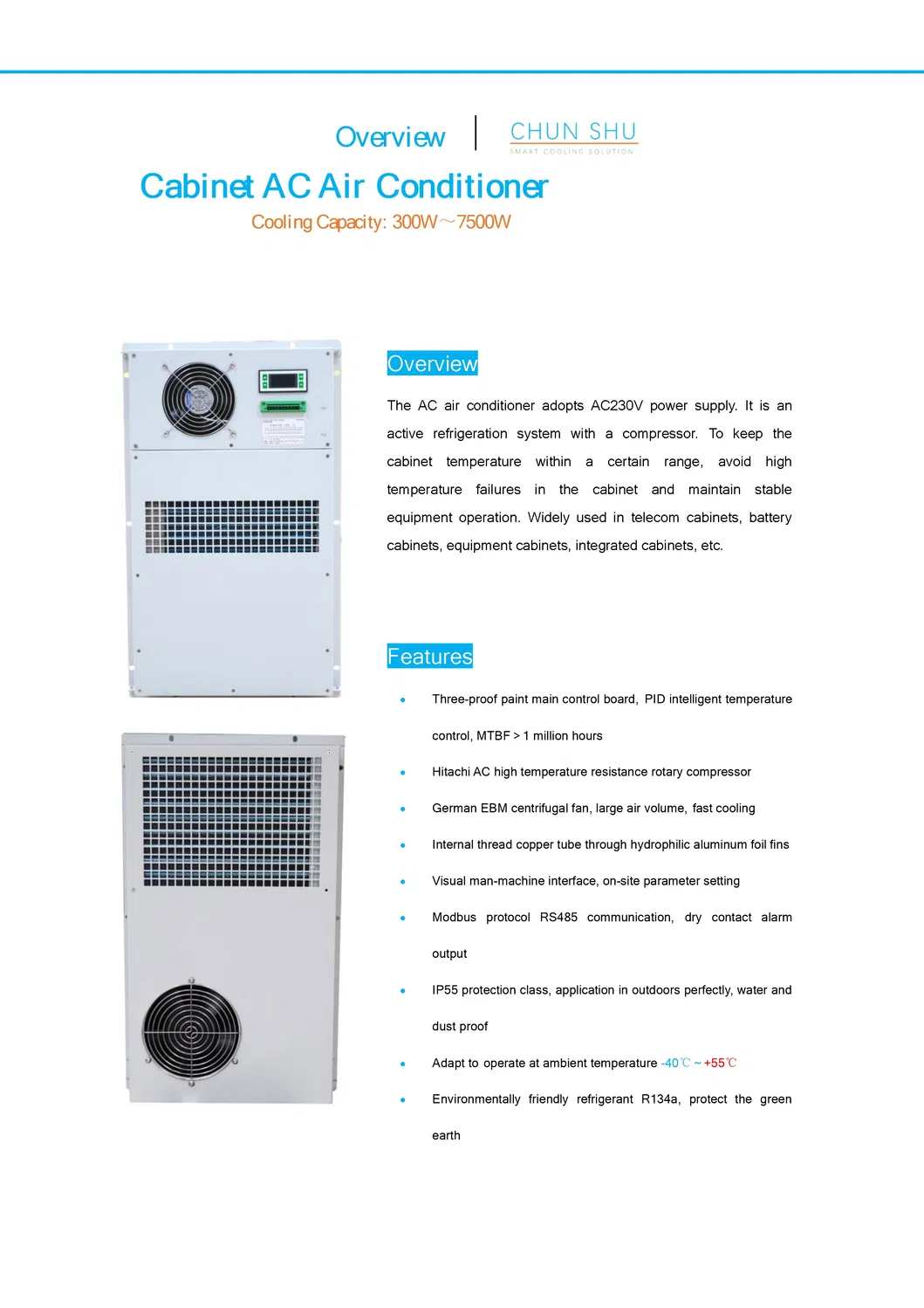 Unidade de Resfriamento de Painel de Controle Alimentada por AC para Enclosure Externo 1.5kw