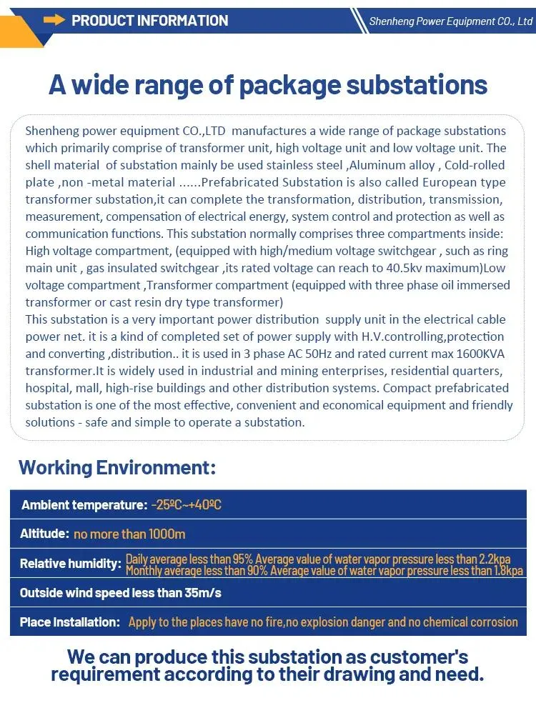 Subestação Completa em Caixa Prefabricada da China