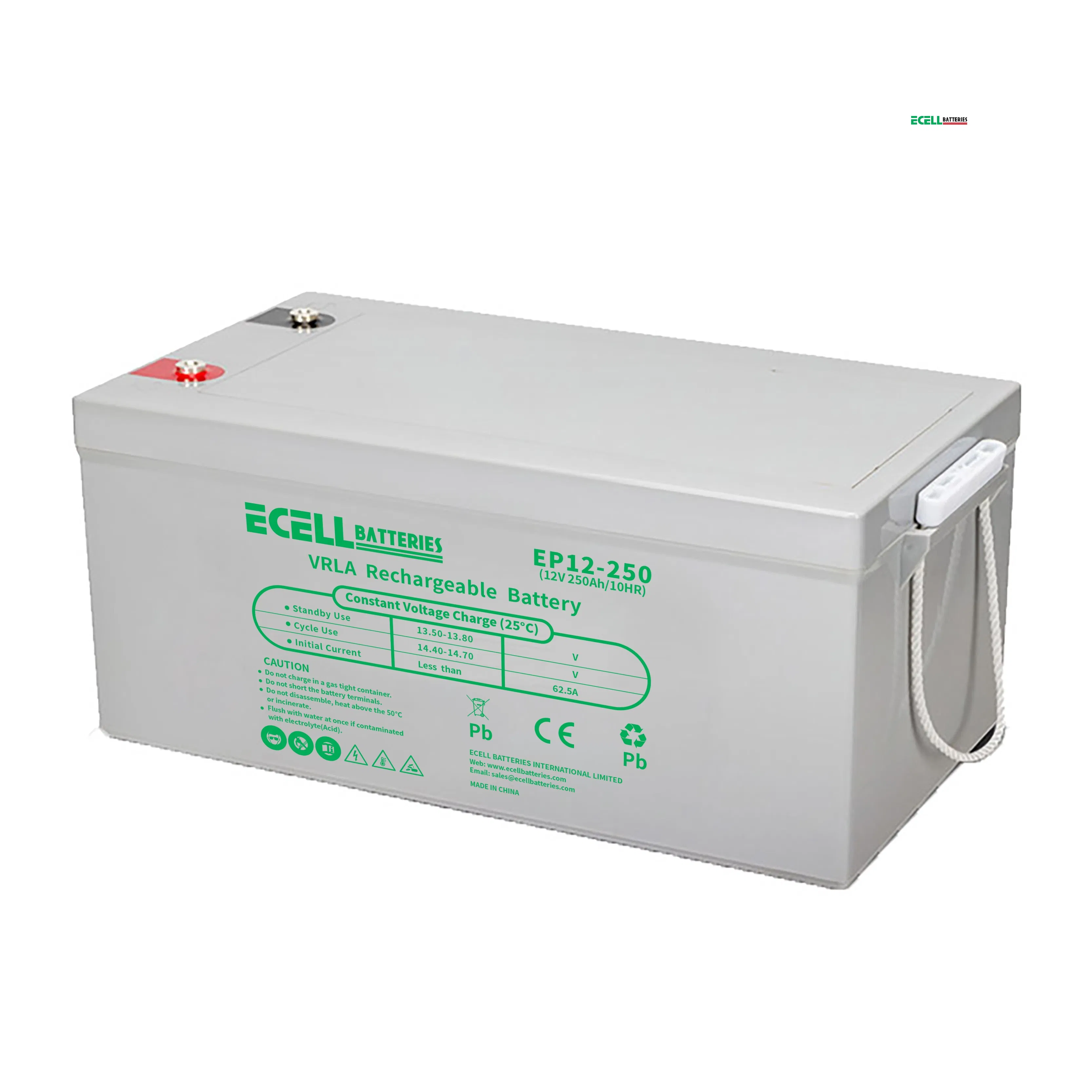 إي سيل Batteires12V 250ah 2400wh بطارية تخزين الطاقة الشمسية المستقلة من نوع الرصاص الحمضي VRLA AGM UPS للطاقة المتجددة