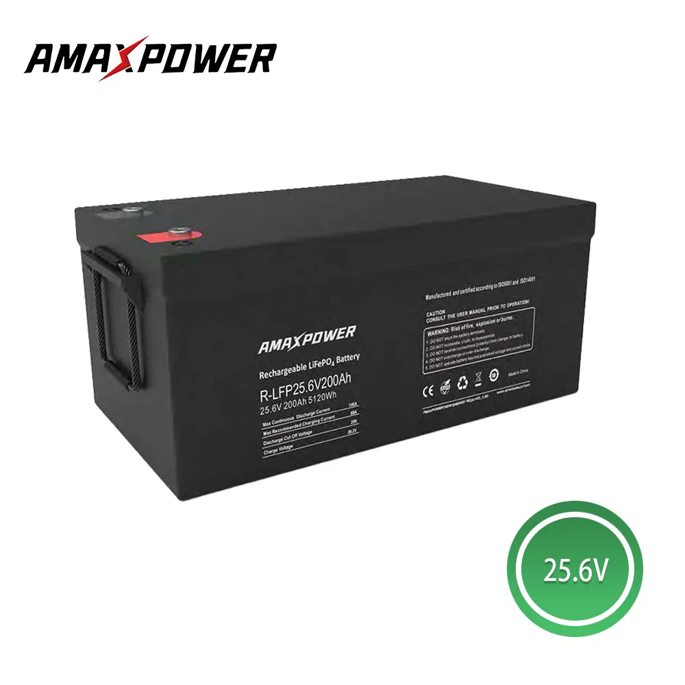 أمان باور 5 سنوات ضمان عمر دورة عميق طويل قابل لإعادة الشحن 24V/25.6V ليثيوم أيون شمسي LiFePO4 بطارية لتخزين الطاقة المتجددة بسعر المصنع