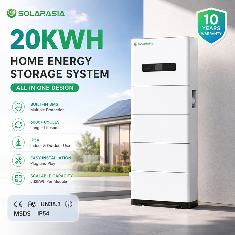 حل تخزين البطارية عالية الجهد 20kwh 409V حزمة بطارية فوسفات الحديد الليithيوم خزانة تخزين الطاقة الشمسية لمشاريع الطاقة المتجددة