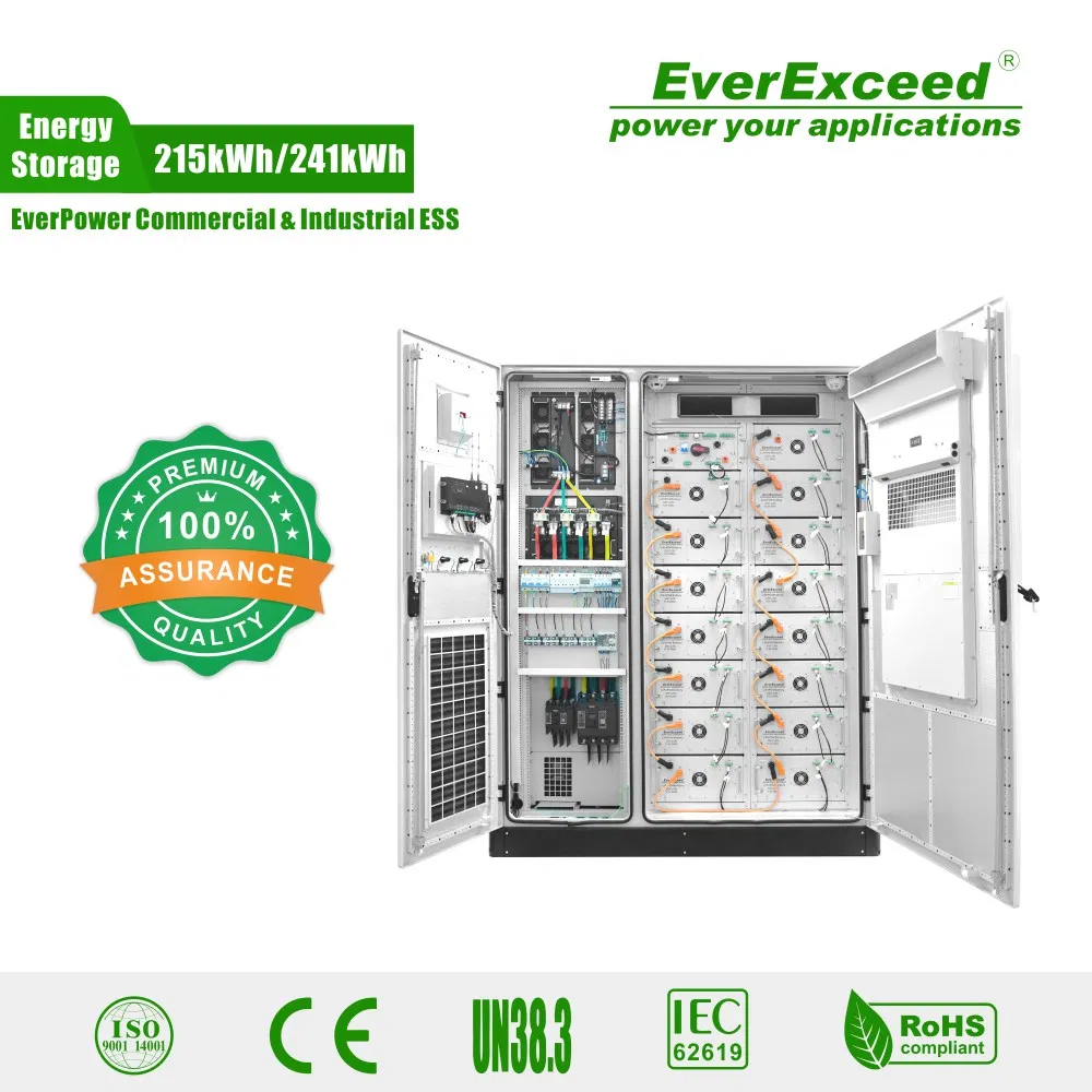 215kwh/241kwh نظام تخزين الطاقة بالبطاريات الشامل للصناعة والتجارة، 100kw LiFePO4 نظام تخزين الطاقة بالبطاريات