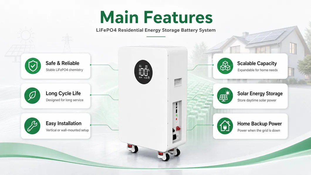 طاقة احتياطية منزلية 25.6V 51.2V نوع القاعدة LiFePO4 بطارية