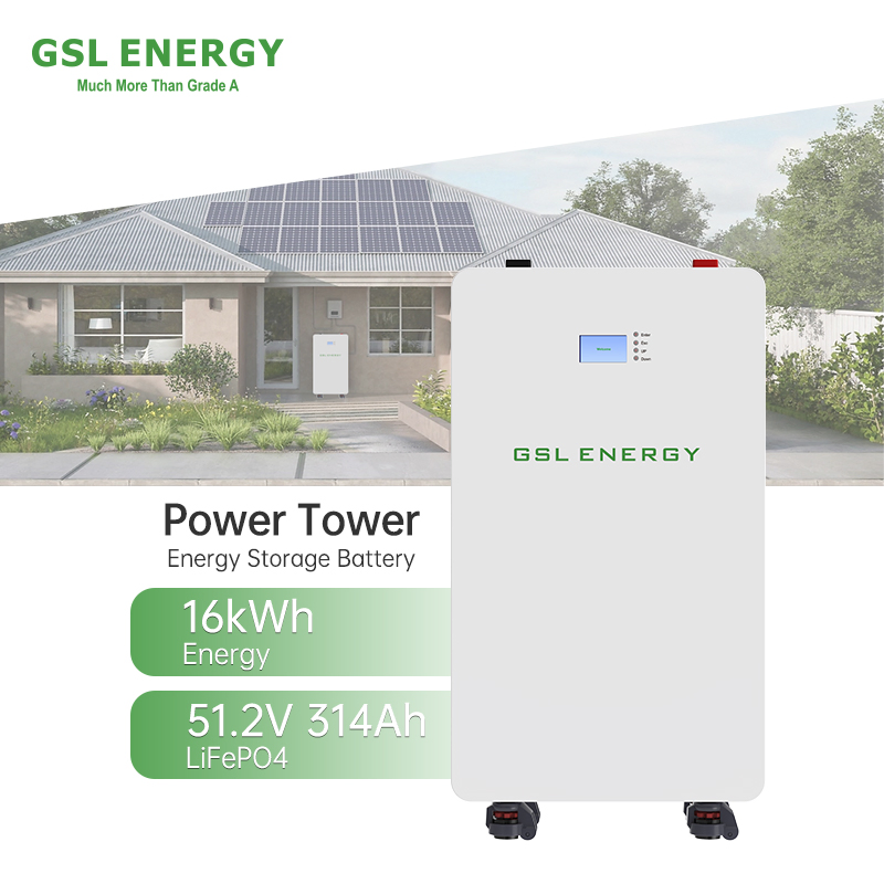 طاقة جيسل 16.08kwh تخزين الطاقة المنزلية بطارية سهلة النقل 51.2V 314ah أيون الليثيوم حماية نظام إدارة البطارية 300ah مثبتة على الرف بعجلات