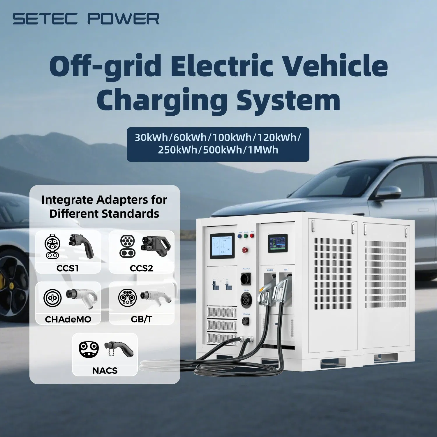 نظام شحن المركبات الكهربائية خارج الشبكة من SETEC POWER 30kWh-1MWh آلة تخزين البطارية المدمجة مع الطاقة المتجددة